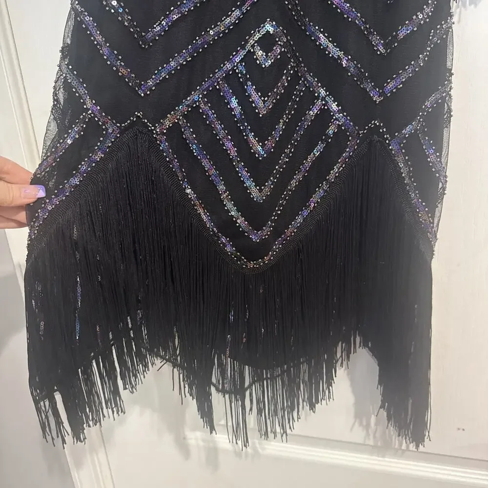 Size Small Women's Sequin Fringe Dress Sexy Fun And A Showstopper